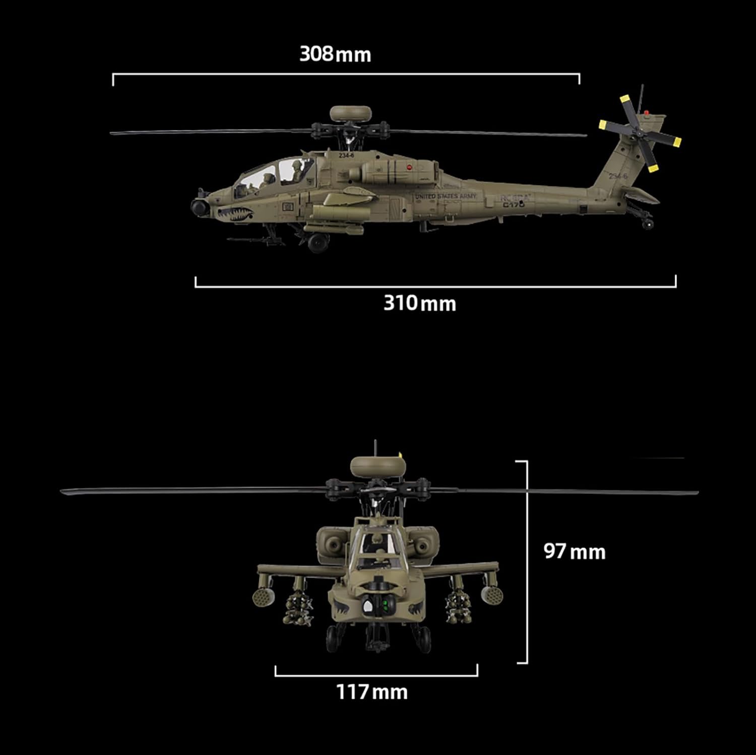 310MM 6CH C170 AH-64D Remote C - огляд і ціна Rc Helicopter Case