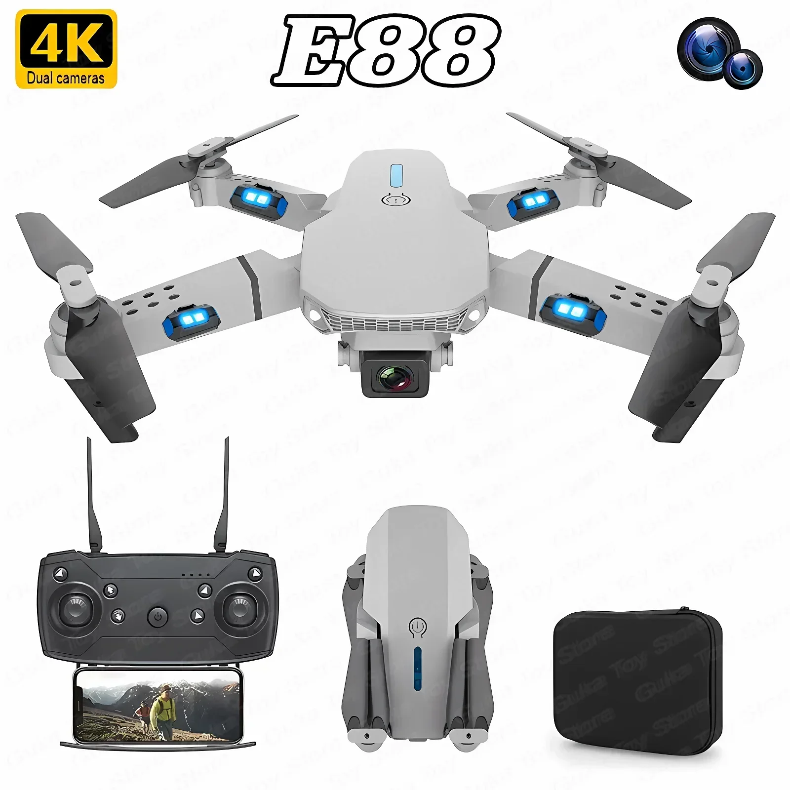 E88 Pro WIFI FPV Drone Wide An - огляд і ціна Rc Helicopter Case