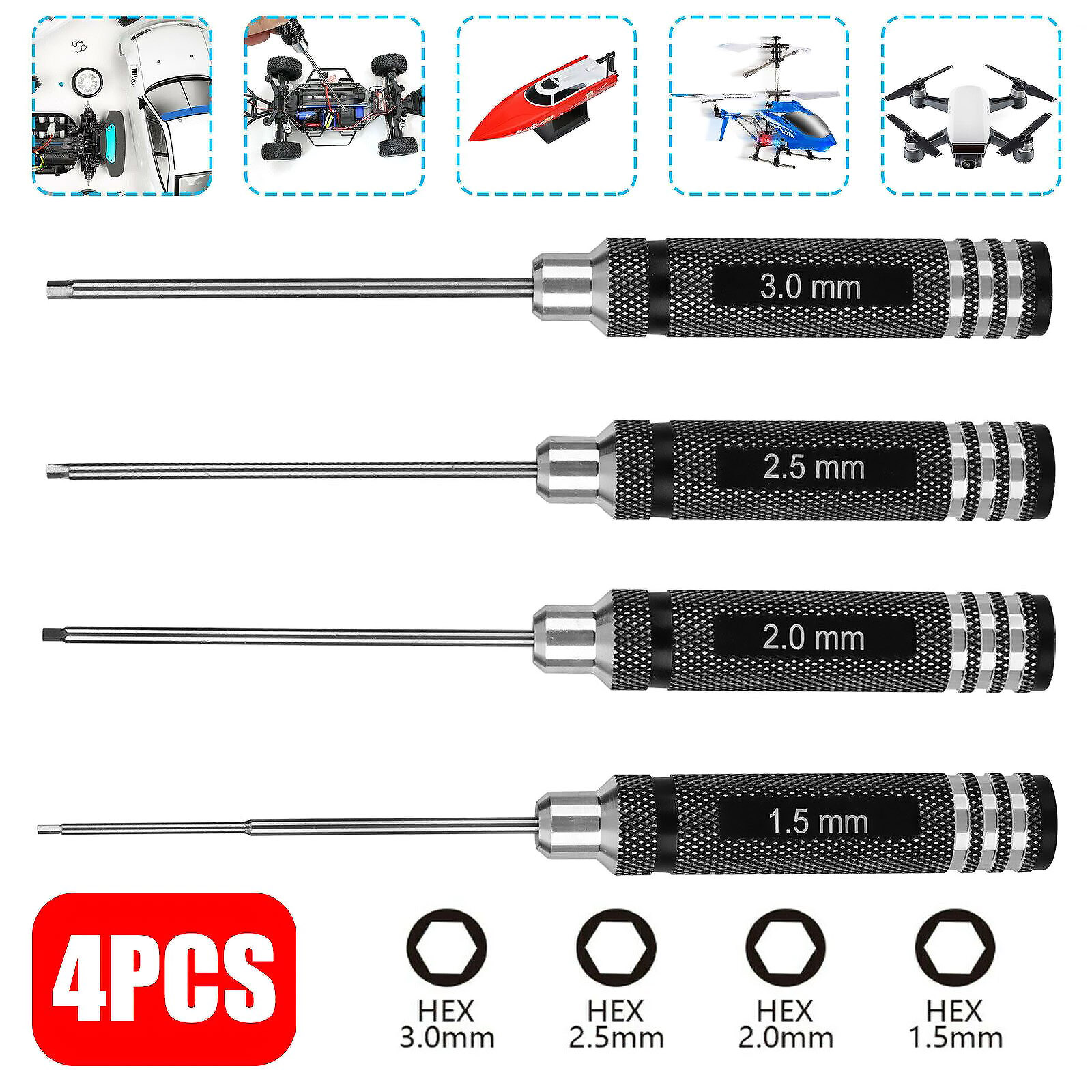 4Pcs/lot RC Tools Hex Nut Scre - огляд і ціна Rc Helicopter Tool Kit